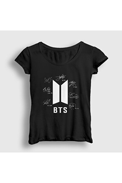 Presmono Ženski crni znakovi BTS T-shirt 22647tt