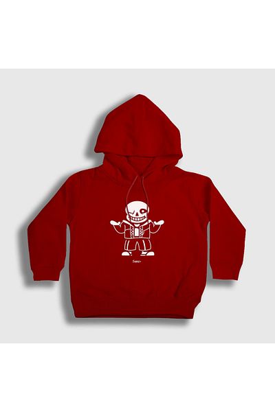 Presmono Унисекс детски суитшърт с качулка в червен цвят Sans Undertale 32523tt