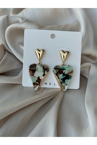 HERCY 1. Class Imported Design - Gold Earrings, Heart Earrings, Oversized Dangle Earrings