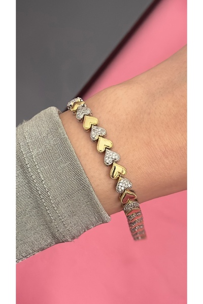 Opia JEWELRY - Kalp Model Çelik Su Yolu Bileklik