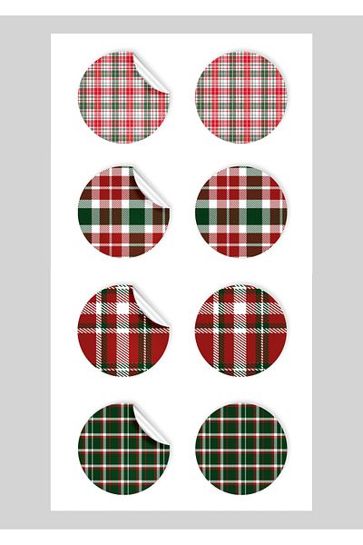 anka design Plaid Patterned Art Sticker (4X4Cm) 48 Pieces