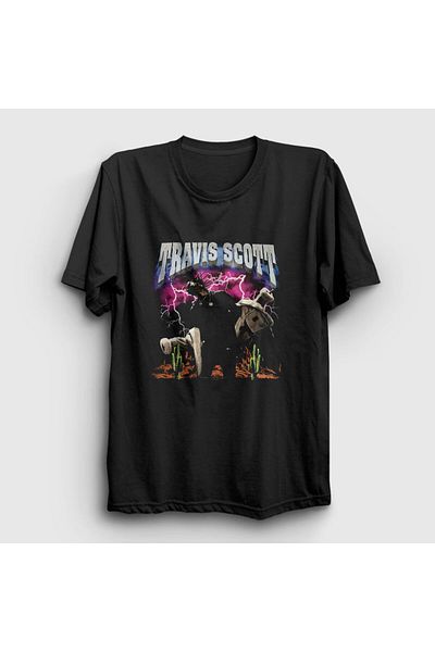 Presmono Унисекс тениска Black Lightning Astroworld Travis Scott 42801tt