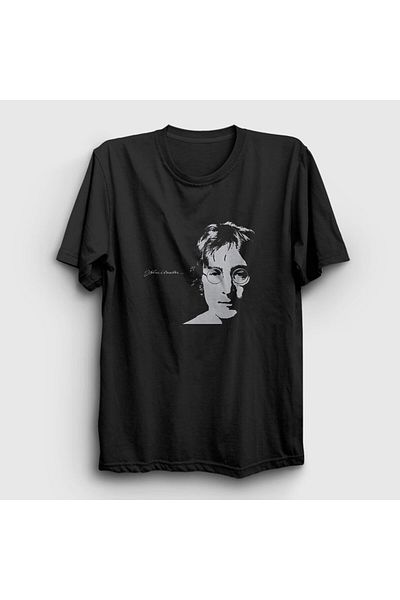 Presmono Μπλουζάκι Unisex Μαύρο Αυτοπροσωπογραφία The Beatles John Lennon 35127tt