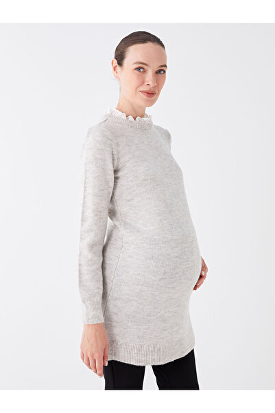 LC Waikiki Crew Neck Plain Long Sleeve Maternity Knitwear Tunik