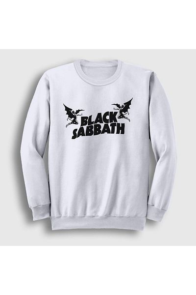 Presmono Unisex Λευκό λογότυπο Μαύρο Φούτερ Sabbath 17774tt