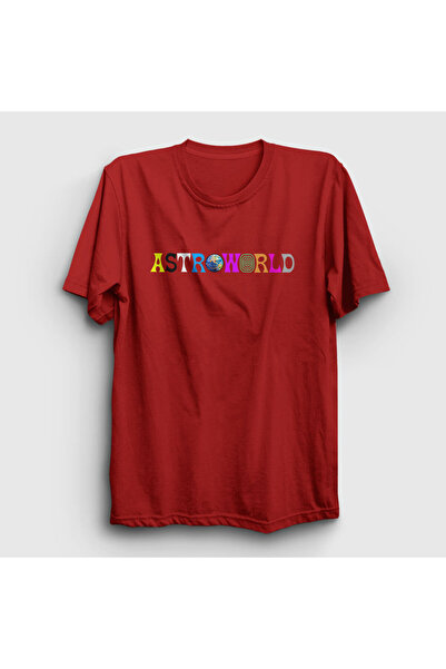 Presmono Unisex crveni Astroworld Travis Scott T-shirt 44952tt