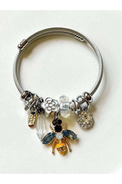 Snartun Stainless Steel Bracelet with Bee Charm - I Adjustable with Special Box