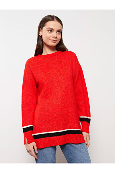 LC Waikiki Crew Neck Plain Long Sleeve Oversize Women's Knitwear Tunic