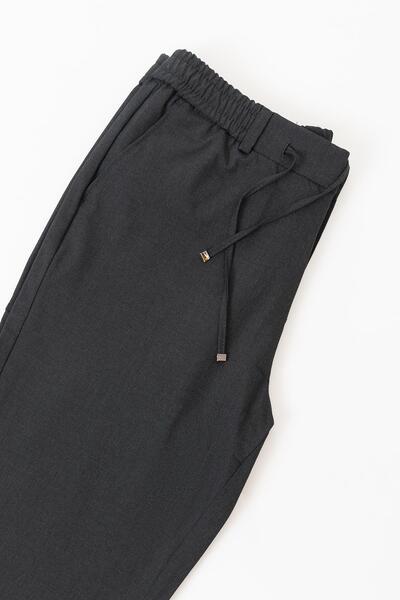 DAHA Men's Anthracite Side Pocket Lace up Elastic Waist Belt 968 Jogger Pants