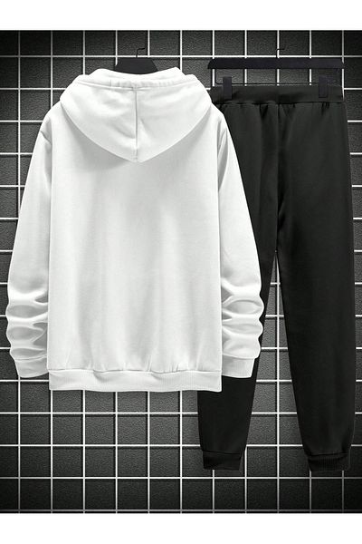 PAVRO Paris Printed Oversize Hooded Sweatshirt and Jogger Tracksuit Set