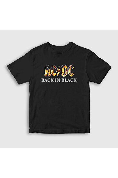 Presmono Unisex dečje crne nazad u crnoj boji Fire AC/DC T-shirt 5750TT