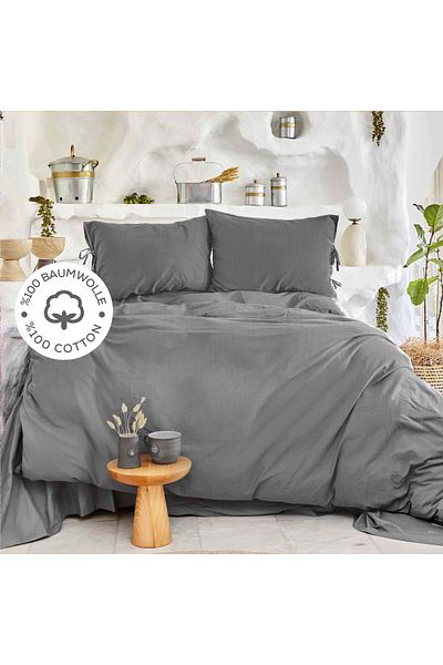 Karaca Home Vier Element Anthrazit Doppel-Bettbezug-Set Wasser Bettbezug 200 cm x 220 cm, Bettlaken