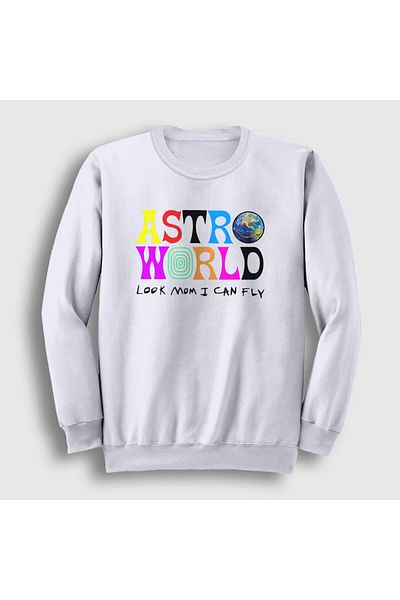 Presmono Unisex Λευκό Astroworld V3 Travis Scott Φούτερ 44483tt