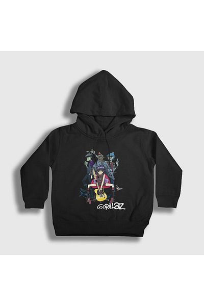Presmono Унисекс детски суитшърт с качулка и черна лента Gorillaz 54125tt