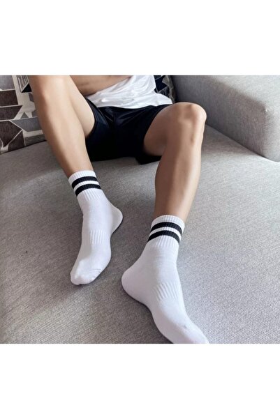 PİERLES Унисекс тенис чорапи с черни райета и бели мотиви