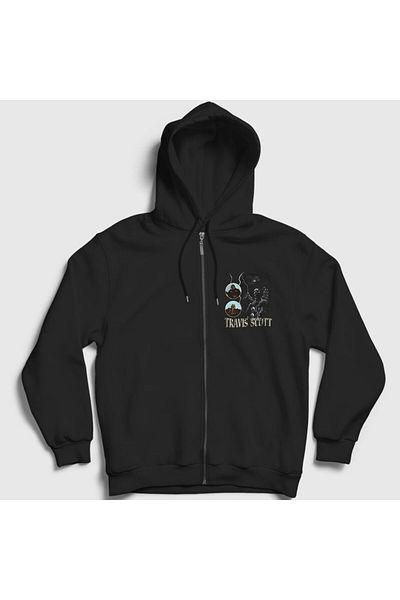 Presmono Унисекс черен суитшърт с качулка и цип Astroworld Travis Scott 43030tt