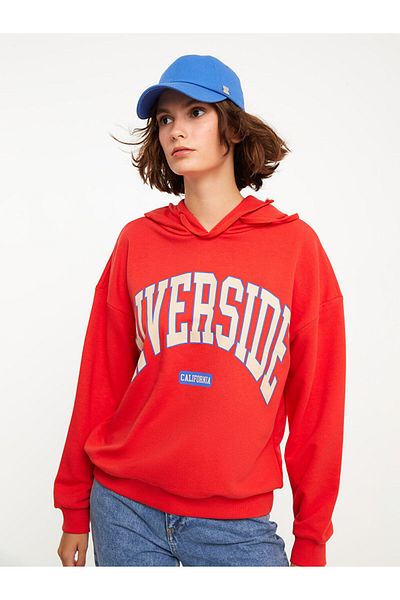 LC Waikiki Hooded Printed Long Sleeve Women&#39;s Sweatshirt