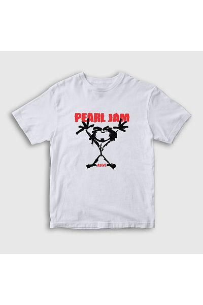 Presmono Tricou unisex alb Alive Pearl Jam pentru copii 73851tt