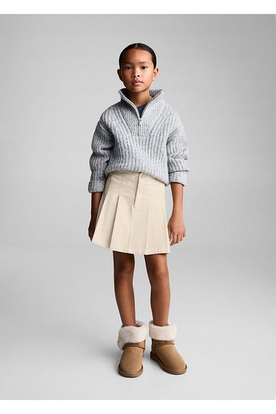 MANGO Kids Corduroy Pleated Skirt