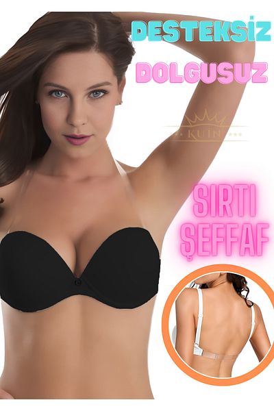 KUIN Sutien cu bretele transparente la spate (Fără umplutură - FĂRĂ SUPORT)
