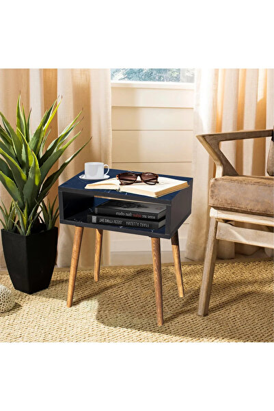 AKIS HOME Siyah Mermer Desenli Yan Sehpa,başucu Sehpa,komidin