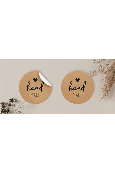 anka design 48 Pieces of Kraft Stickers - Packaging and Shipping Labels (4X4Cm), Handmade