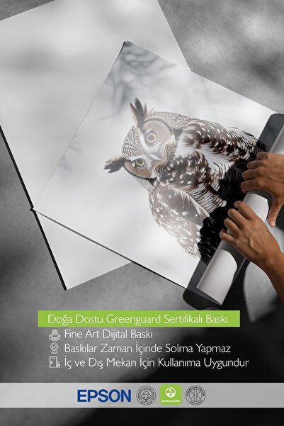 Postifull Owl in Snowfall Poster, New Year Wall Poster, Vertical Wall Painting Comfort Series No: 108413