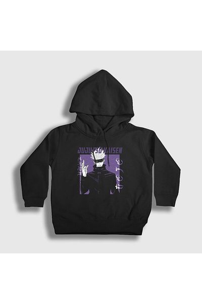 Presmono Унисекс детски суитшърт с качулка в черно - Gojo Anime Jujutsu Kaisen 130540tt