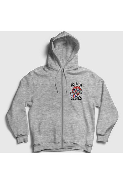 Presmono Φούτερ Unisex Grey 82 The Rolling Stones με φερμουάρ και κουκούλα 117448 ττ
