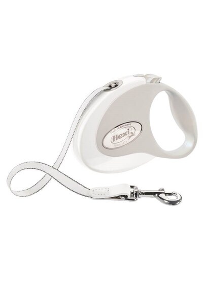 Flexi Style Small Şerit Otomatik Köpek Tasması Beyaz 3 Metre