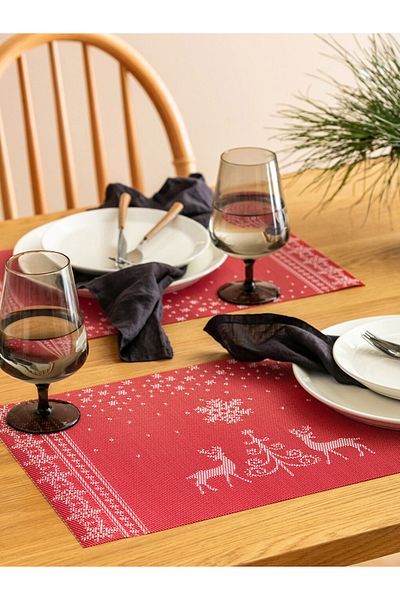 LC Waikiki Red Patterned American Service Set of 2 45X30 cm