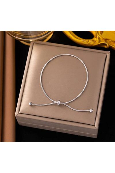 ESJ Stainless Steel Adjustable Elevator Model Snake Back Women's Anklet