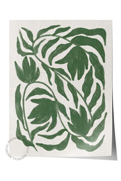 Postifull Poster verde botanic pe pânză, pictură verticală pe perete, seria C...