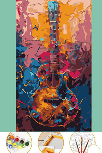 Puzzle Sayılarla Boyama Tuval Seti Fırça Boya Dahil (çıtalı) 3x50 Cm - GİTAR
