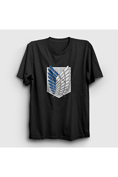 Presmono Unisex crni izviđački anime Attack On Titan T-shirt 124751tt