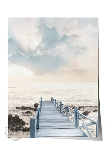 Postifull Jetty at Sunrise Poster, Unframed Wall Poster, Vertical Wall Painting Comfort Series No: 108435
