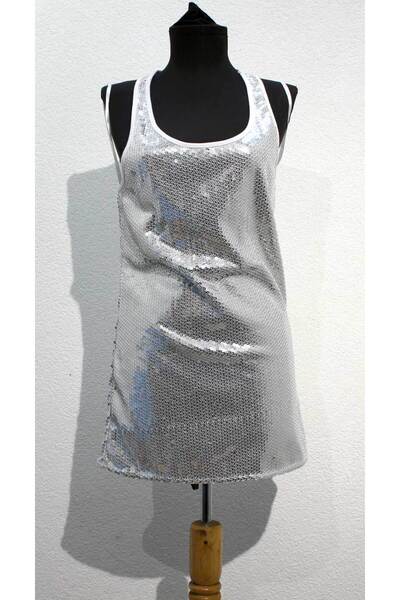 Moda International Pullu Top Üst Atlet Body (Gri, M)