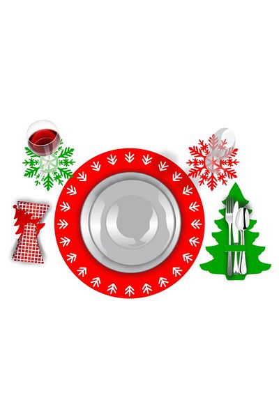 Veletto 8 Pieces New Year's Themed Food Serving Set for 2 People Supla Spoon Fork Cup Pad Napkin Holder