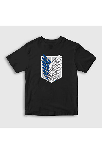 Presmono Unisex dečija crna izviđačka anime majica Attack On Titan 124802tt
