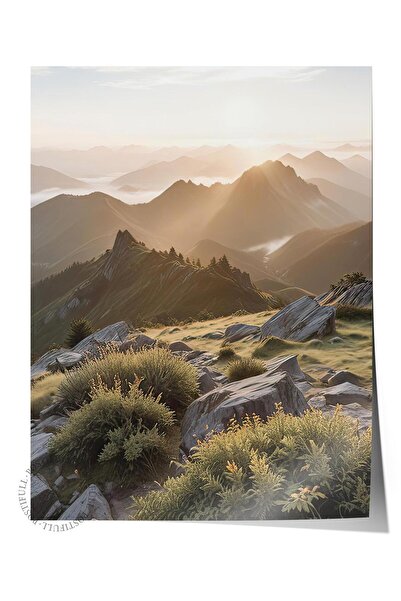 Postifull Poster peisaj la răsărit de soare, poster de perete fără cadru, pic...