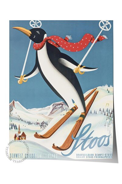 Postifull Poster vintage Stoos Penguin, pictură verticală pe perete Comfort S...