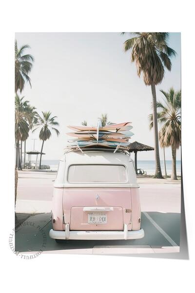 Postifull Плакат „California Surf Van“, плакат без рамка, вертикална стена, с...