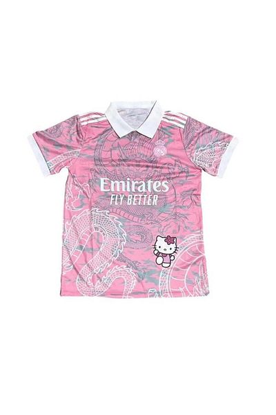 Touz Moda Ροζ Kitty Madrid Dragon Jersey Μαύρη φανέλα γιακά με κουμπιά