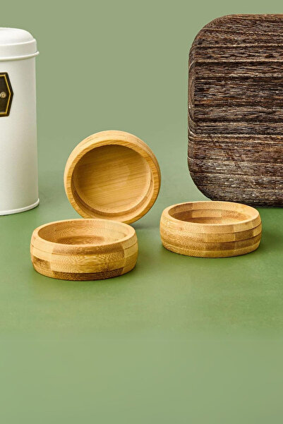 Meturas 3-Piece Bamboo Snack Bowl Sauce Bowl Set Wooden Bowl Natural Bamboo S...