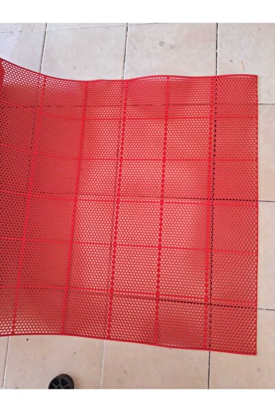 ÜN.K Pvc Paspas KIRMIZI Yeni Islak ZEMİN KARE PETEK MAT Kaymaz BANYO PASPAS