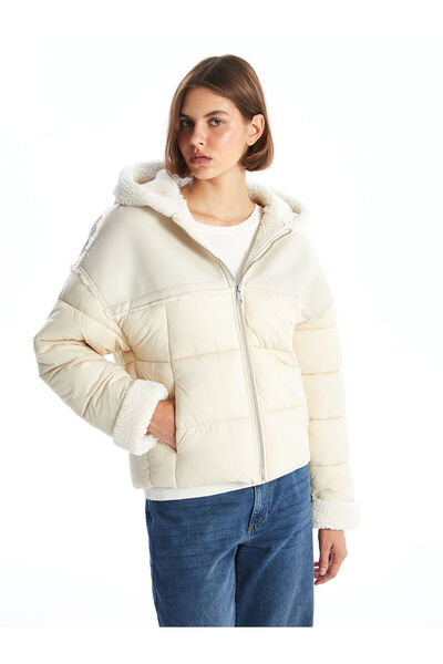 LC Waikiki Lcw Vision Ecru Women's Hooded Plain down Jacket