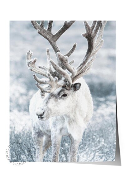 Postifull Poster cu reni de iarnă, poster de perete fără cadru, pictură verti...