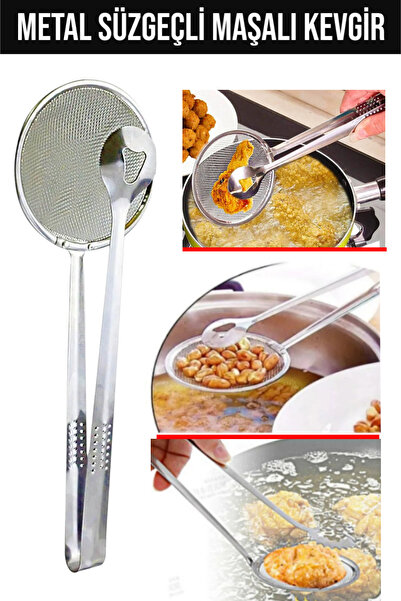 Genel Markalar Pratik Süzgeçli Kızartma Ve Haşlama Maşası Maşalı Kevgir Pasla...