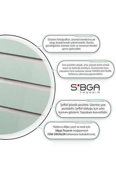 sibga tasarım Light Green Transparent Postit - Bookmark Sticker Note Paper