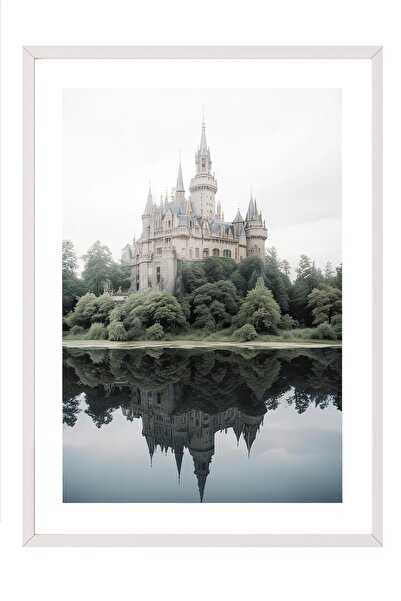 Postifull Pictură înrămată Castelul Magiei, cadru alb și poster, pictură mura...